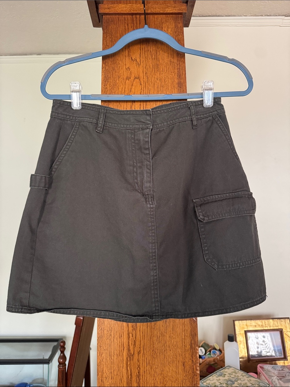 Vero Moda Deep Green Cotton Cargo Mini Skirt with Utility Details